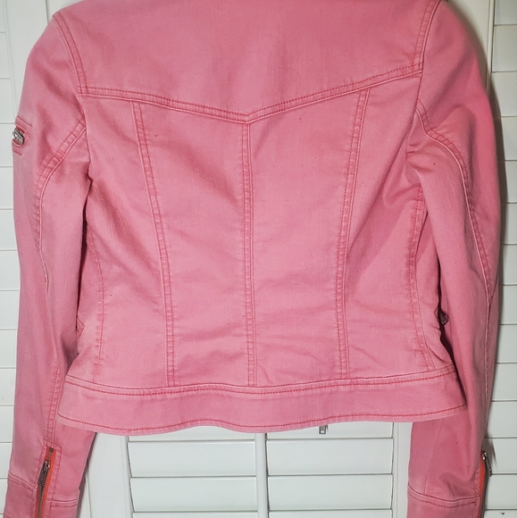 Cotton Candy pink faux denim Party Jacket - Picture 5 of 6